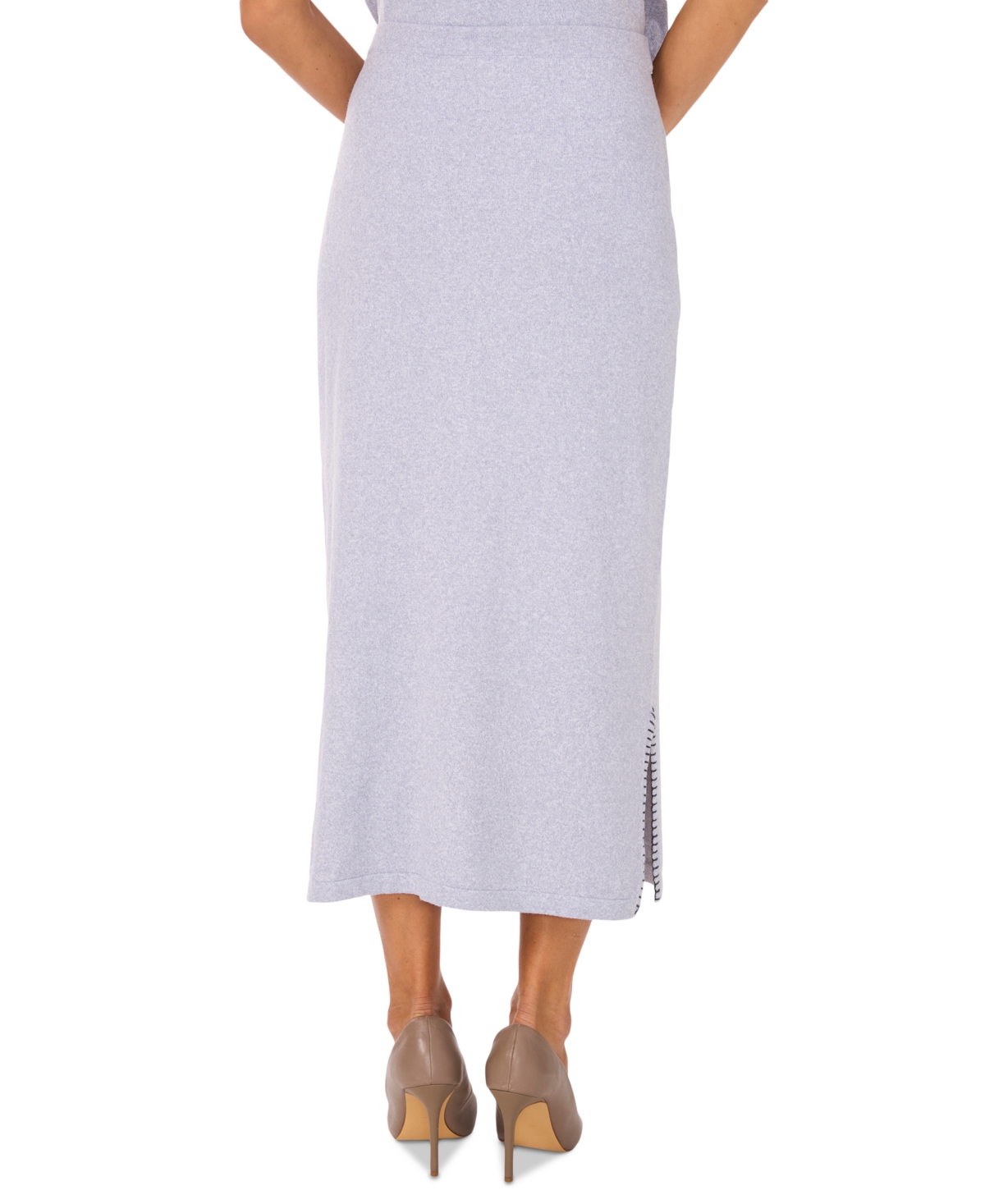 Vince Camuto Whipstitch Midi Sweater Skirt In Grey Skies