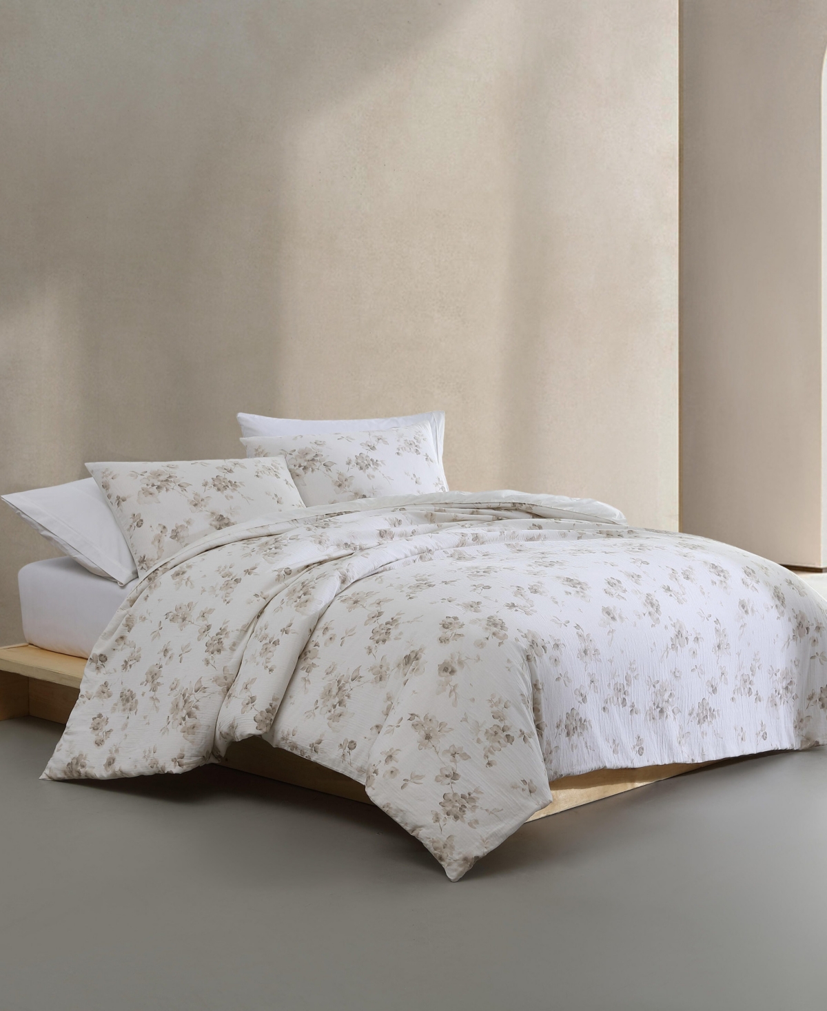 Calvin Klein Spring Branches Cotton Jacquard 3-pc. Comforter Set, Queen In Ivory,beige