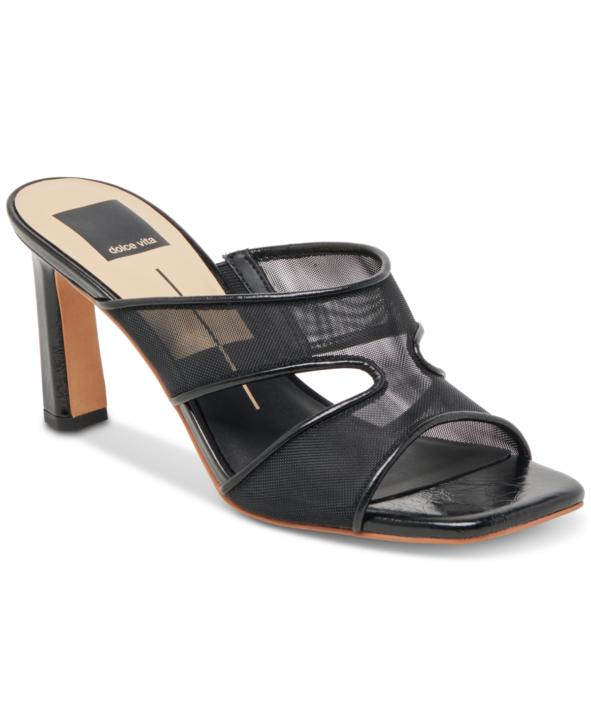 Dolce Vita Women's Gitel Crossband Slide High Heel Dress Sandals In Onyx Mesh