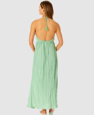 Women's V-Neck Jewel Halter Maxi Cover-Up Dress