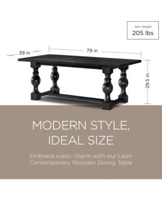 Leon Traditional Wooden Dining Table in Antiqued Black Finish