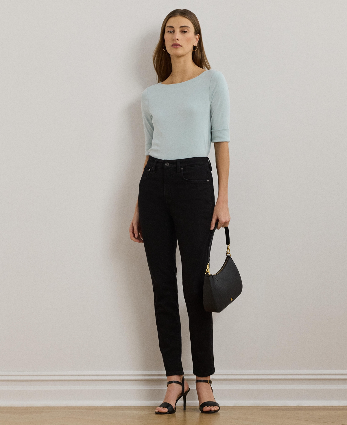 RALPH LAUREN STRETCH COTTON BOATNECK T-SHIRT 
