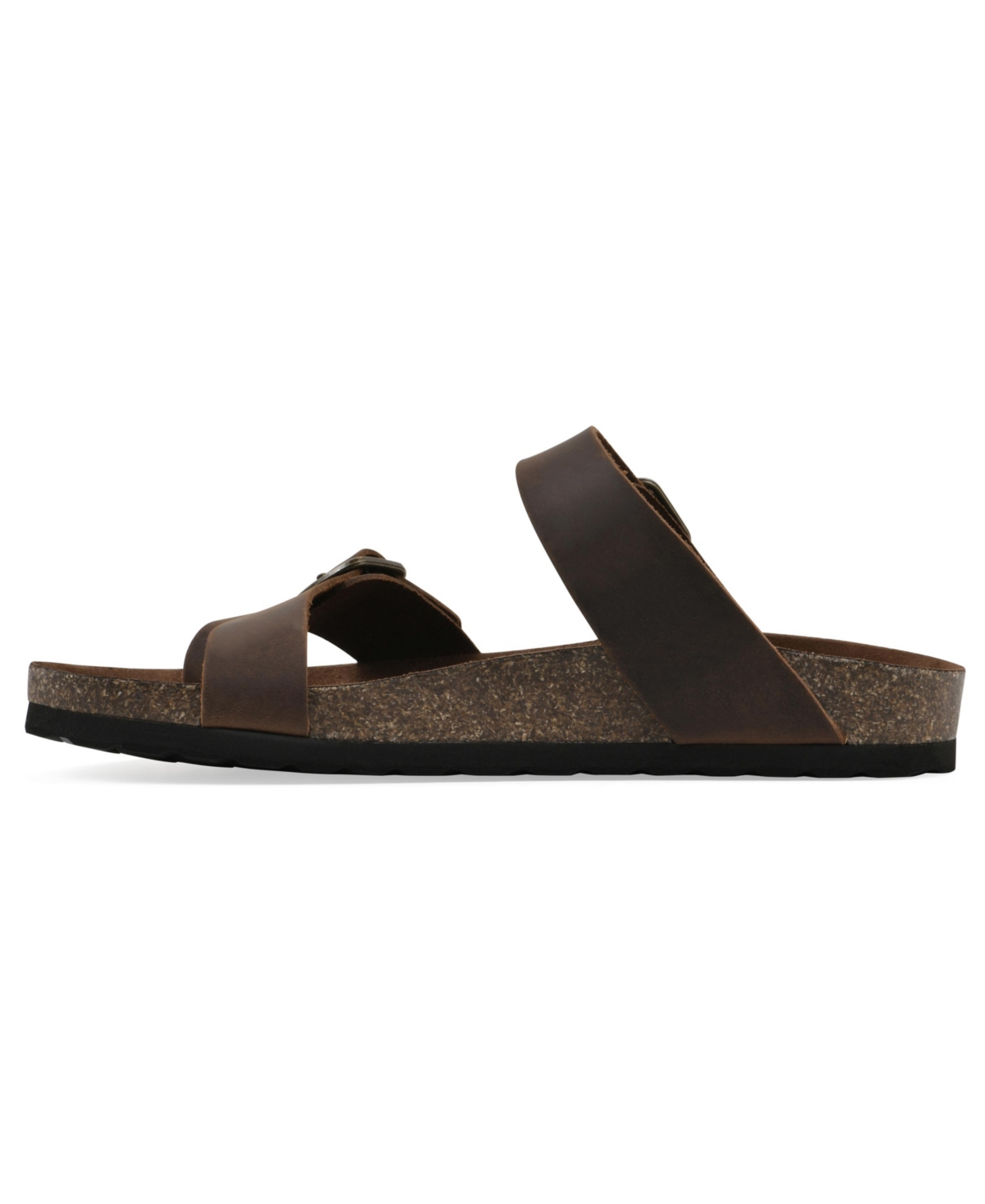 White Mountain Women's Grams Round Toe Flat Sandals In Brown Leather