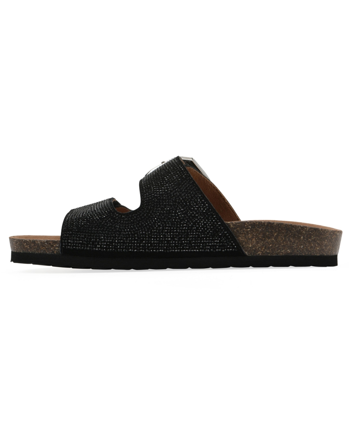 White Mountain Women's Granitas Round Toe Flat Sandals In Black Suede