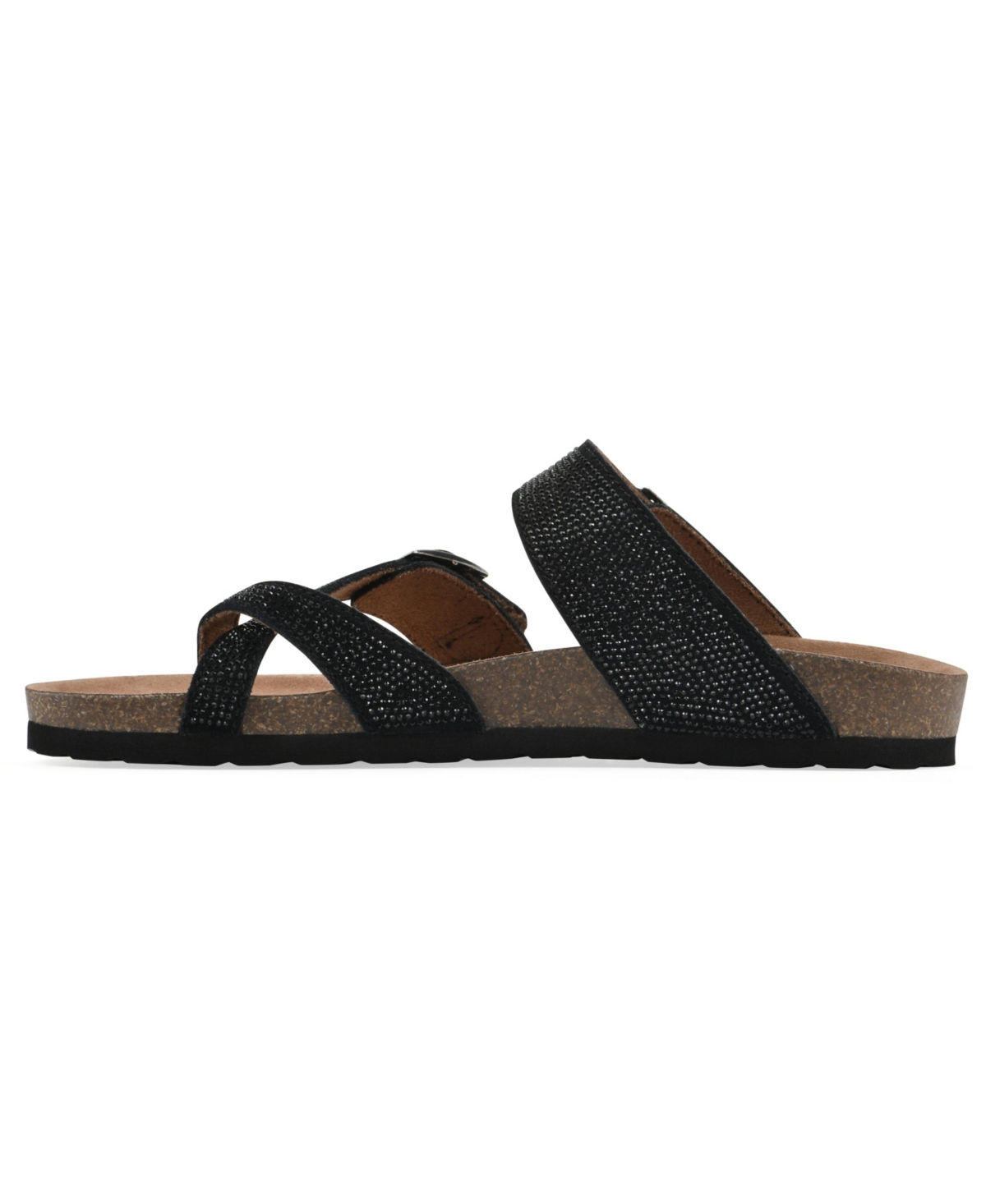 White Mountain Women's Grays Round Toe Flat Sandals In Black Suede
