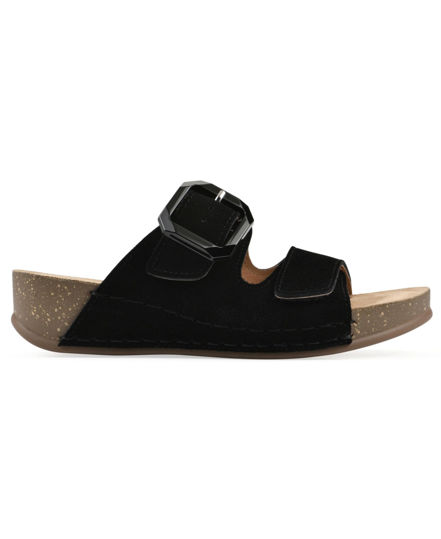 Женские сандалии White Mountain Fearful Slip-On Wedge, цвет: Чёрный замшевый — фото 2