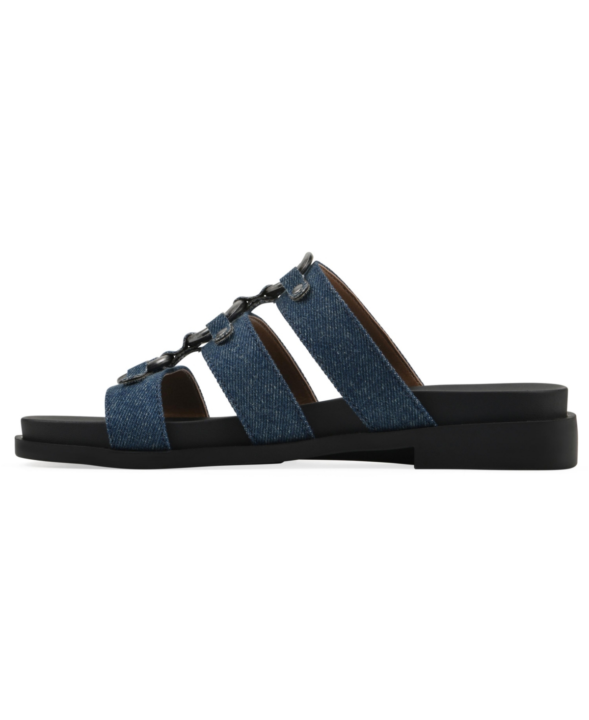 White Mountain Women's Koala Slip-on Flat Sandals In Denim Blue Fabric