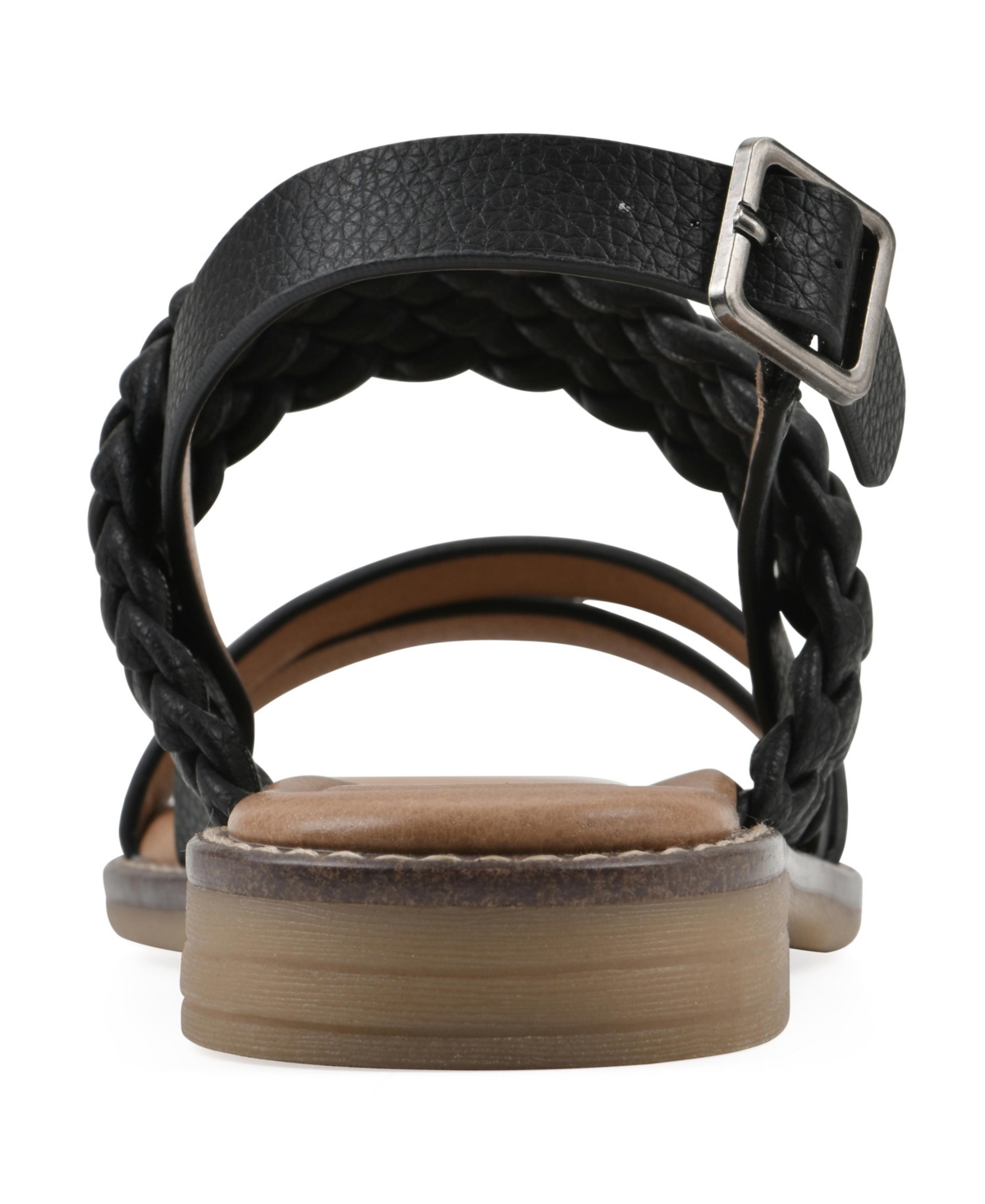 White Mountain Women's Macaroni Round Toe Flat Sandals In Black Smooth