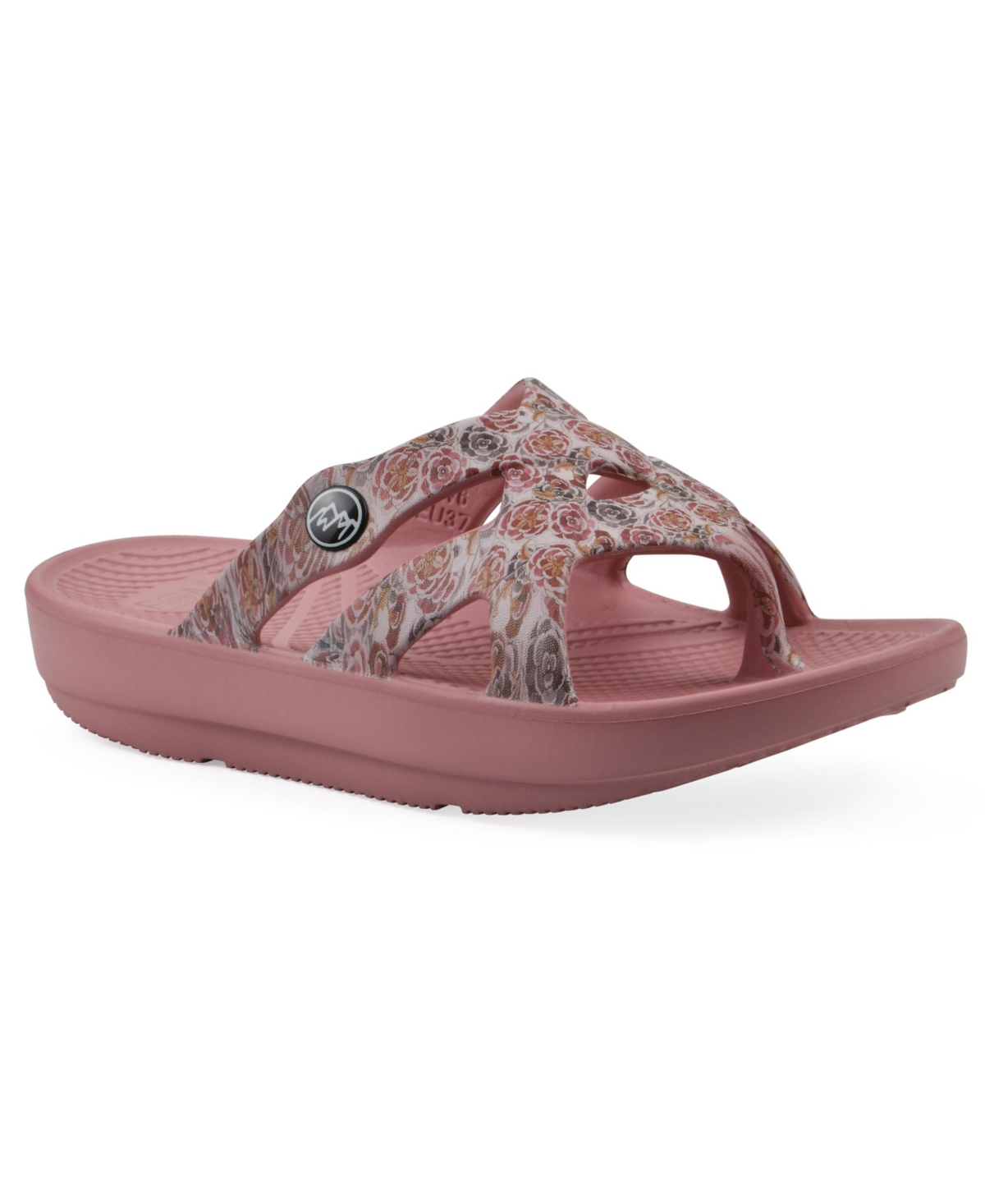 White Mountain Women's Rip Round Toe Flat Sandals In Blush Floral Print