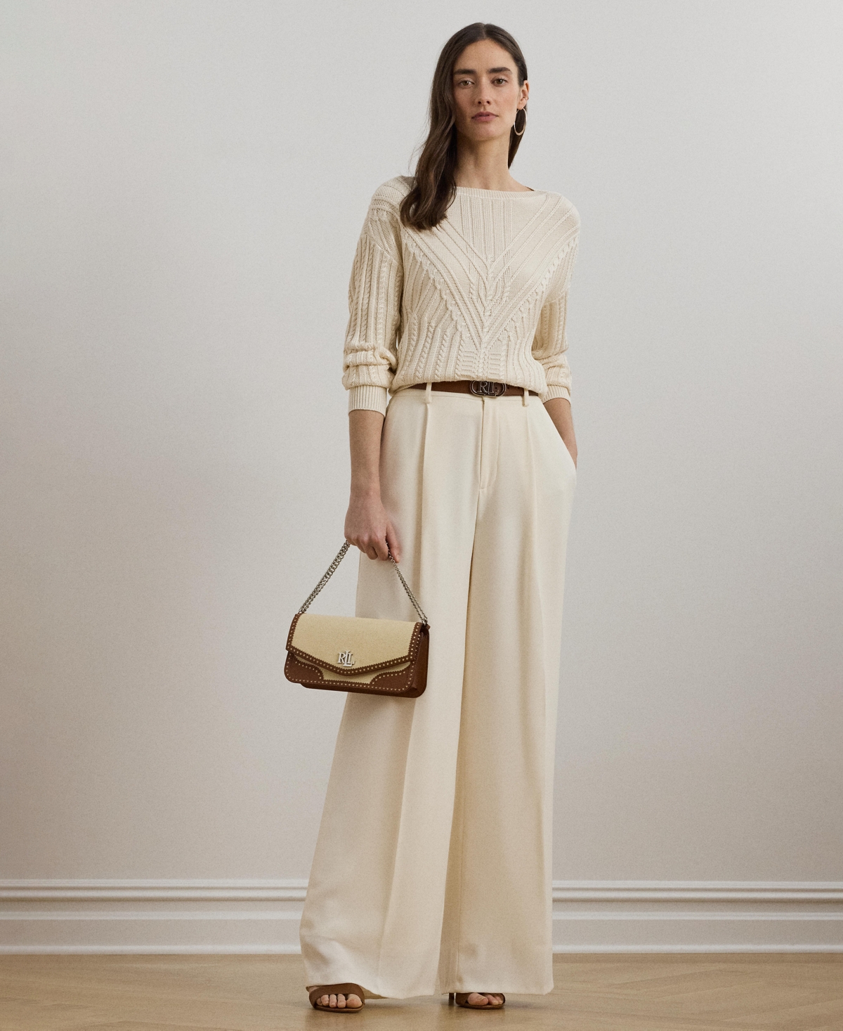 Shop Ralph Lauren Women's Cable-knit Cotton-blend Boatneck Sweater, Regular & Petite In Mascarpone Cream