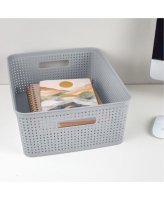 14'' x 11.5'' x 5'' Woven Rectangular Short Basket Organizer (6 Pack)