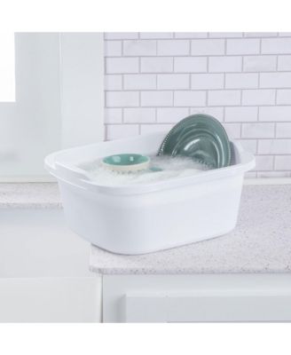 12 Quart Durable Reinforced Plastic Kitchen Dishpan w/ Handles, 8 Pack