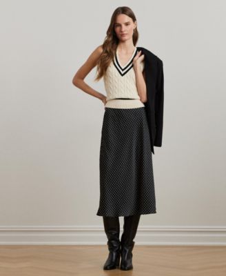 スカート Saint Laurent Midi skirt in polka dot silk charmeuse Lauren Ralph Lauren Women's Polka-Dot Satin Charmeuse Midi