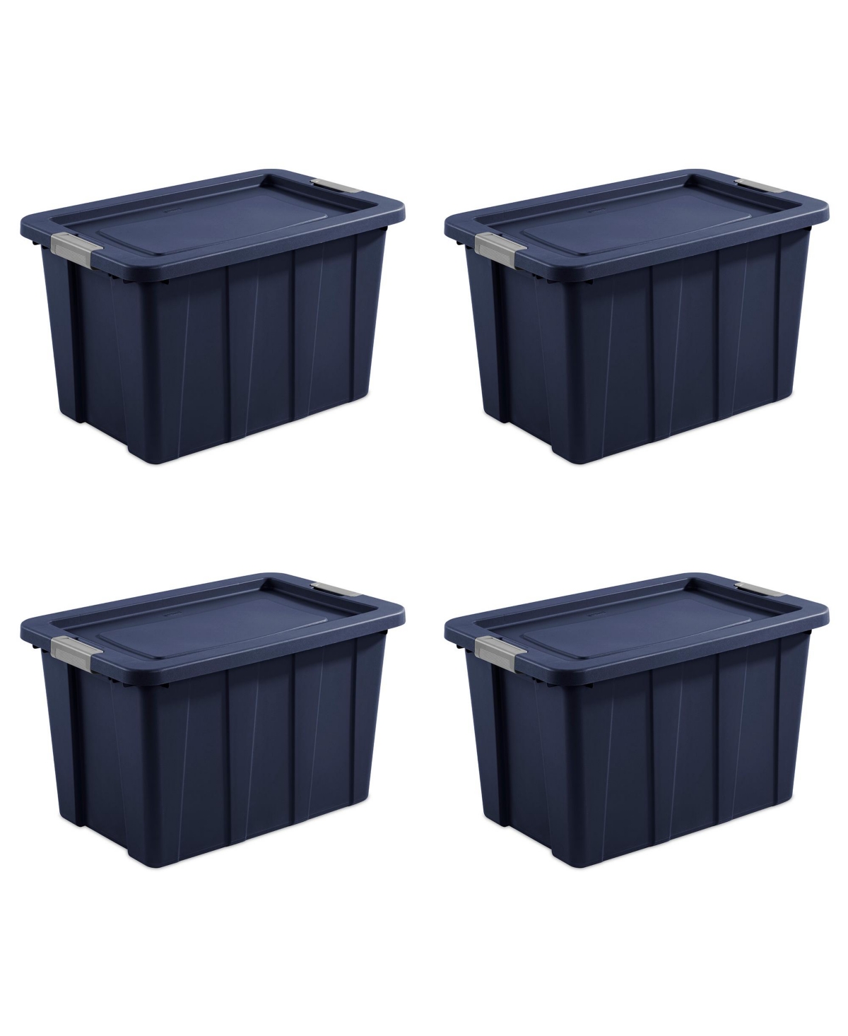 Tuff1 30 Gallon Plastic Storage Tote Bin w/Latching Lid, Blue (4 Pack)