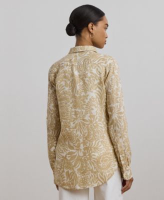 Women's Relaxed-Fit Floral Linen Shirt, Regular & Petite