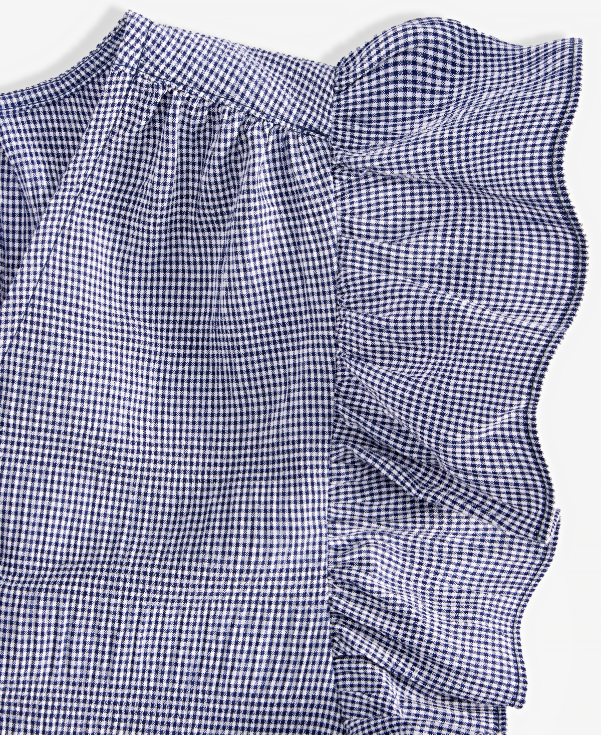 On 34th Trendy Plus Size Micro-gingham Seersucker Flutter-sleeve Top, Exclusively At Macy's In Navy Gingham