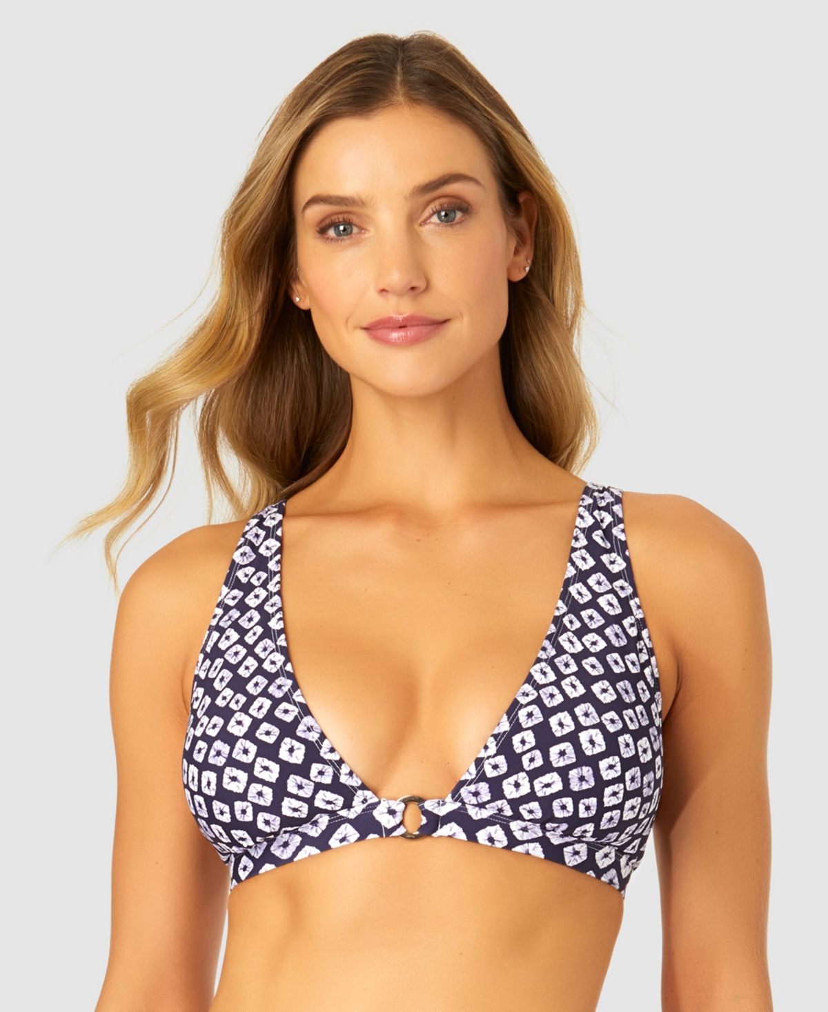 ANNE COLE WOMEN'S RING-FRONT TRIANGLE BIKINI TOP 