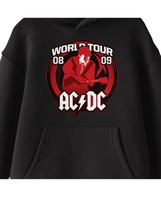 Boys ACDC World Tour 08 09 Long Sleeve Youth Black Hooded Sweatshirt-XL