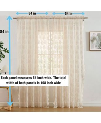 Jolene Floral Soft Decorative Lace Semi Sheer Light Filtering Rod Pocket Window Treatment Curtain Drapery Panels for Bedroom & Living Room - Set of 2 Panels (54 x 96 inches Long, Taupe)