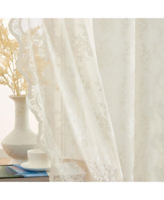 Jolene Floral Soft Decorative Lace Semi Sheer Light Filtering Rod Pocket Window Treatment Curtain Panels - Set of 2