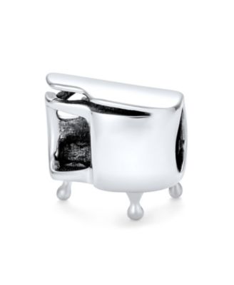 Grand Piano Charm Bead Musicians in Oxidized Sterling Silver Fits Bracelets