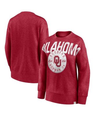 Fanatics - Women's Heathered Crimson Oklahoma Sooners Jump Distribution Pullover Sweatshirt