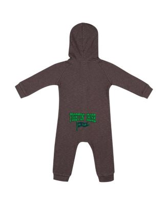 Baby Boys and Girls Charcoal Notre Dame Fighting Irish Zando-Zan Waffle Full-Snap Hooded Romper