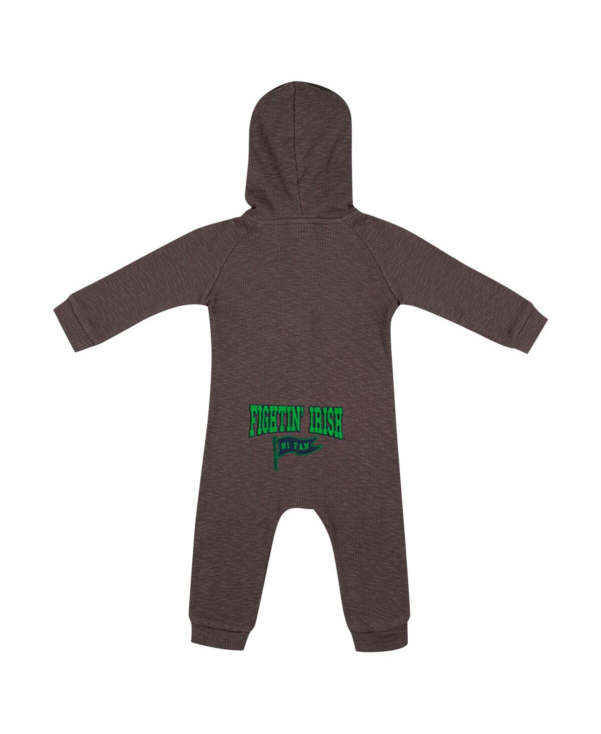 Colosseum Baby Boys And Girls Charcoal Notre Dame Fighting Irish Zando-zan Waffle Full-snap Hooded Romper In Charcoal
