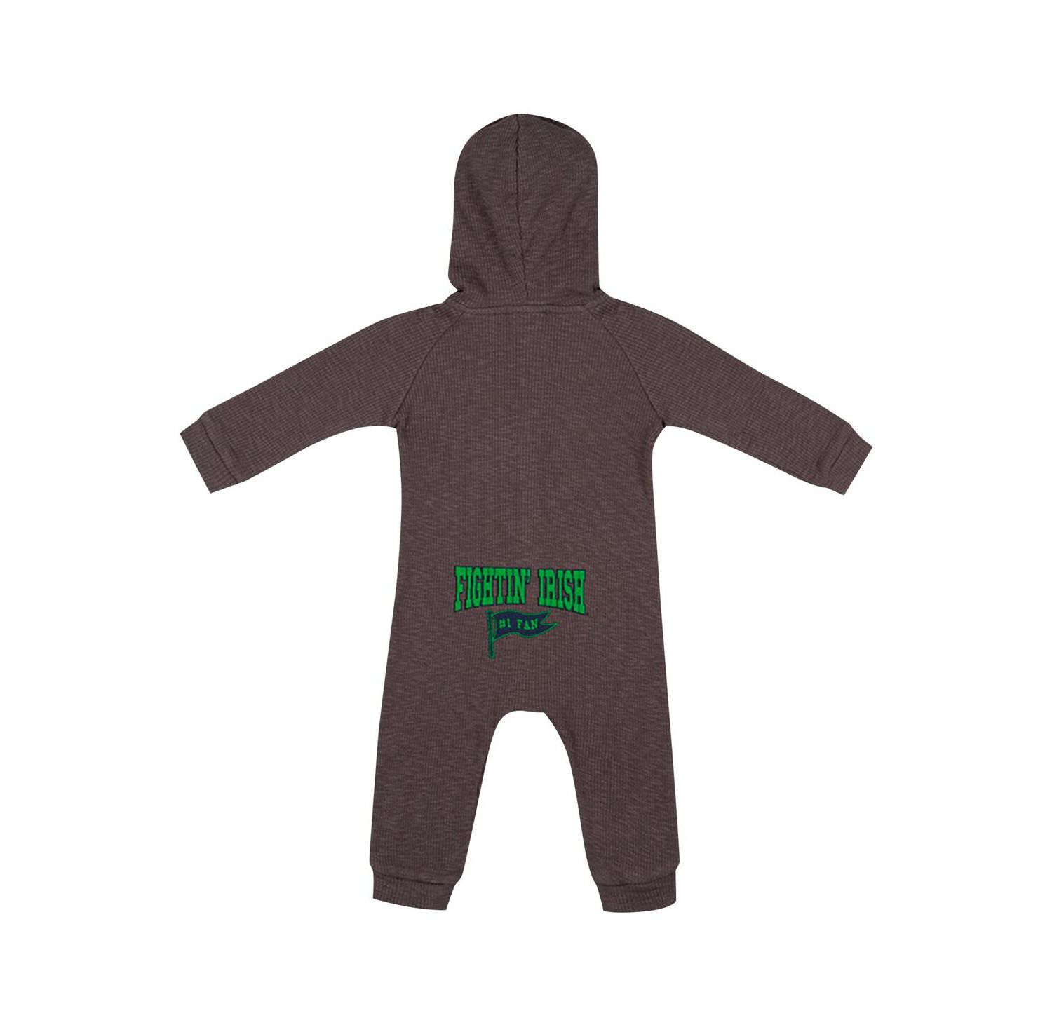 Baby Boys and Girls Charcoal Notre Dame Fighting Irish Zando-Zan Waffle Full-Snap Hooded Romper