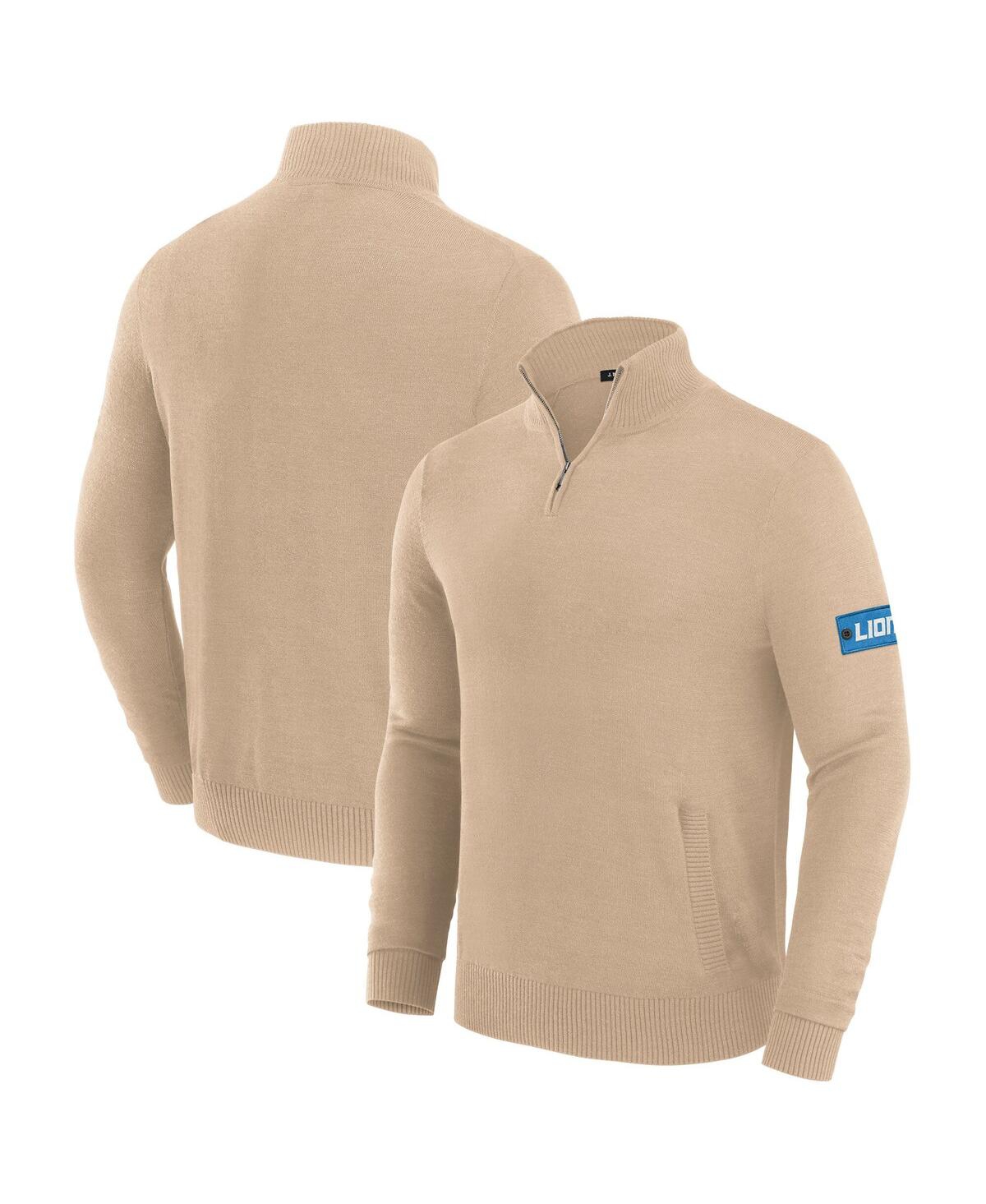 Men's Tan Detroit Lions Franchise Quarter-Zip Sweater - Tan