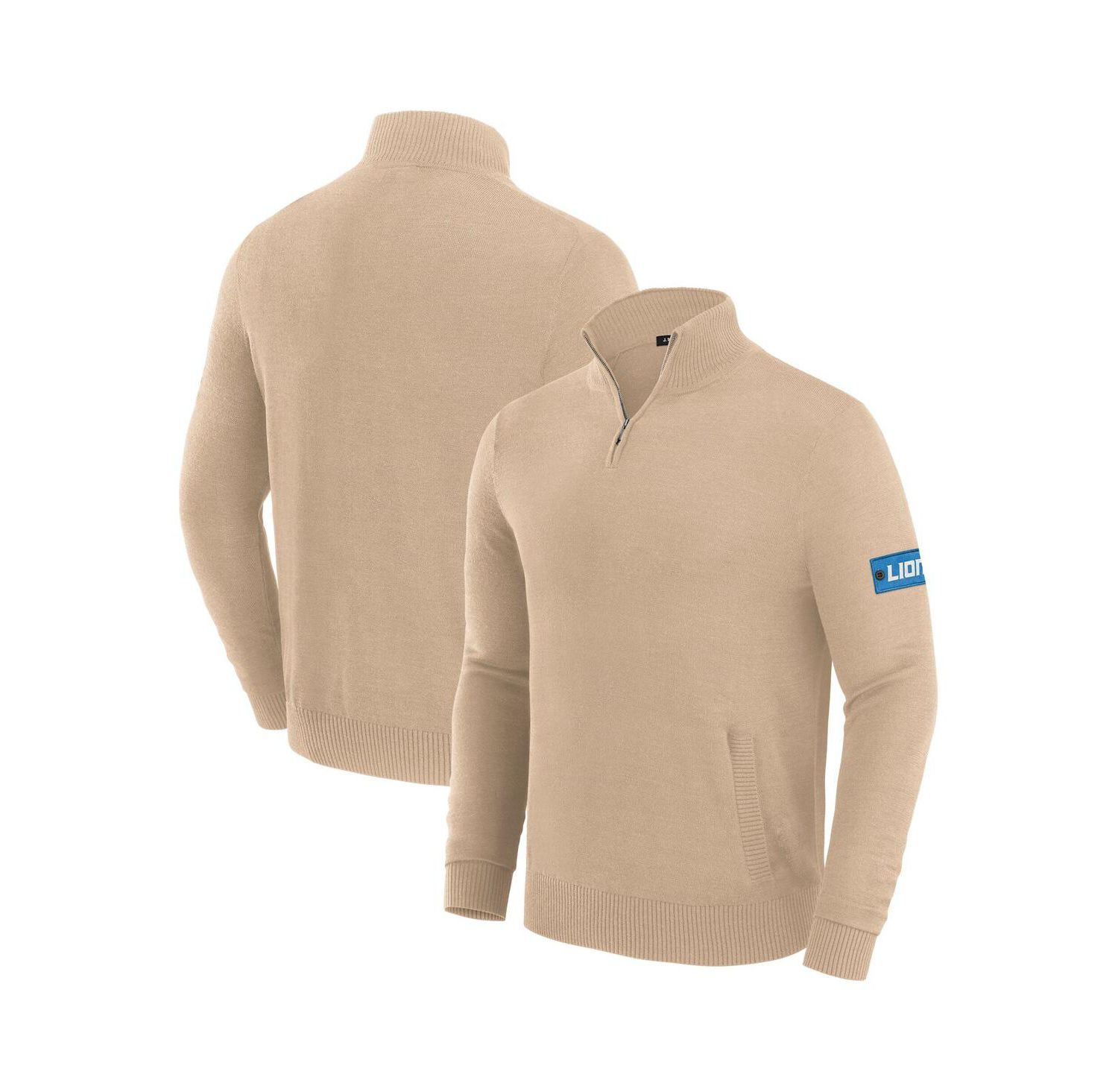 Men's Tan Detroit Lions Franchise Quarter-Zip Sweater