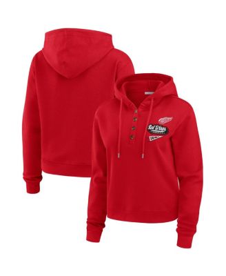 WEAR by Erin Andrews - Women's Red Detroit Red Wings Waffle-Knit Pullover Hoodie