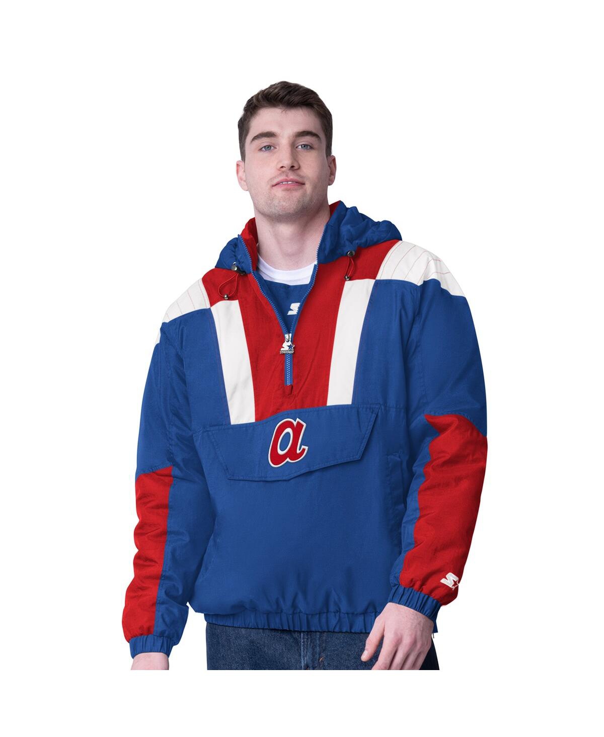 Starter Men's Royal Atlanta Braves Cooperstown Collection Charger Half-zip Jacket In Multi
