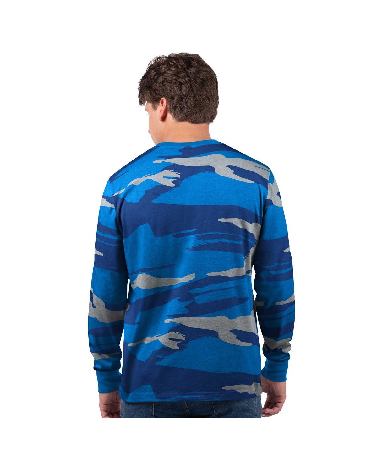 Starter Men's Gray Detroit Lions Thursday Night Gridiron Long Sleeve T-shirt In Blue