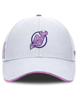 Men's White New Jersey Devils Authentic Pro Hockey Fights Cancer Adjustable Hat
