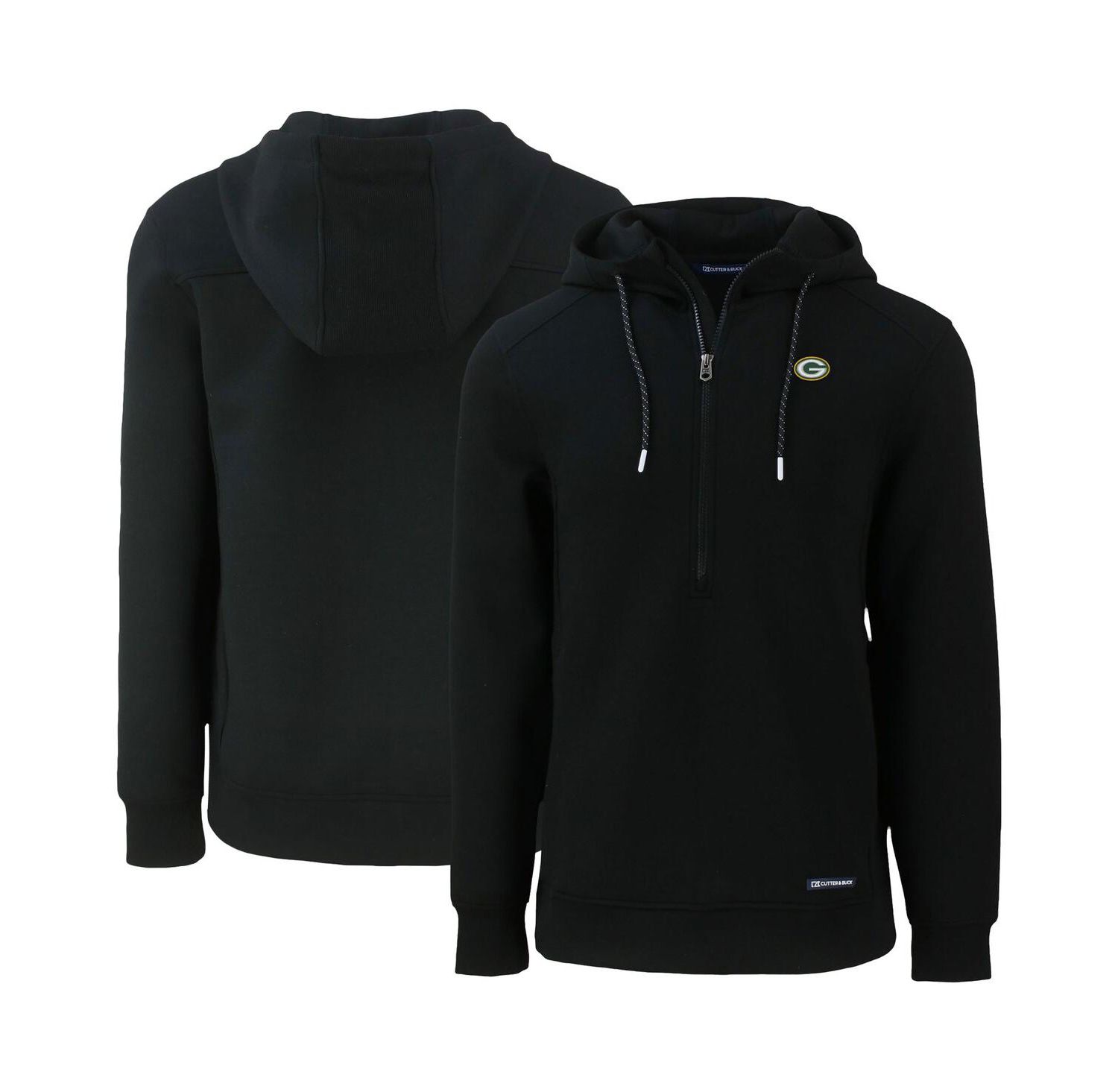 Men's Black Green Bay Packers Primary Mark Roam Half-Zip Pullover Hoodie