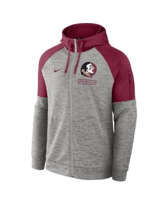 Men's Heather Gray Florida State Seminoles Fitness Raglan&nbsp;Performance Full-Zip Hoodie