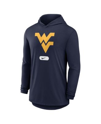 Men's Navy West Virginia Mountaineers Lightweight Performance Long Sleeve Hoodie T-Shirt