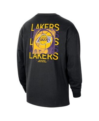Men's Black Los Angeles Lakers Courtside Oversized Long Sleeve T-Shirt