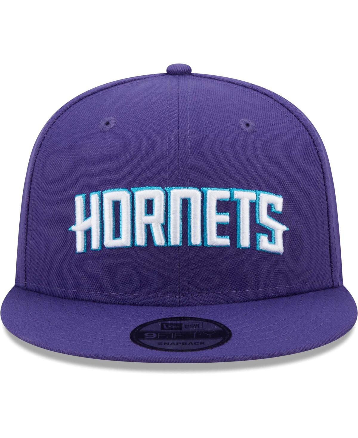 NEW ERA MEN'S PURPLE CHARLOTTE HORNETS JERSEY HOOK STATEMENT EDITION 9FIFTY SNAPBACK HAT 