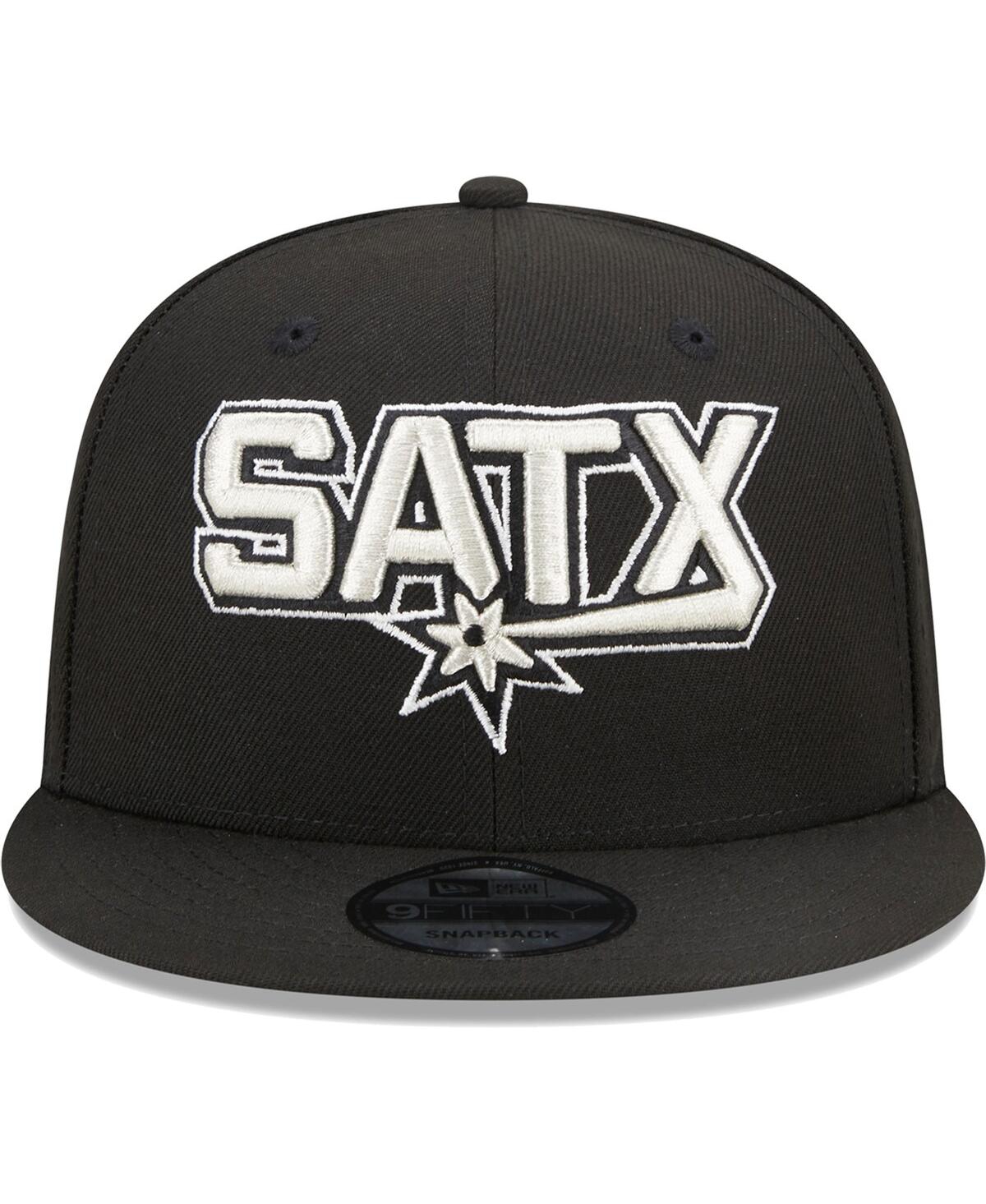 NEW ERA MEN'S BLACK SAN ANTONIO SPURS JERSEY HOOK STATEMENT EDITION 9FIFTY SNAPBACK HAT 