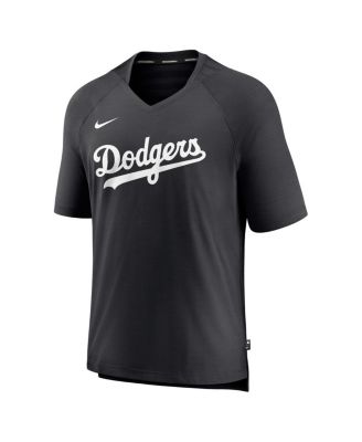 Men's Black Los Angeles Dodgers Authentic Collection Pregame Raglan Performance V-Neck T-Shirt