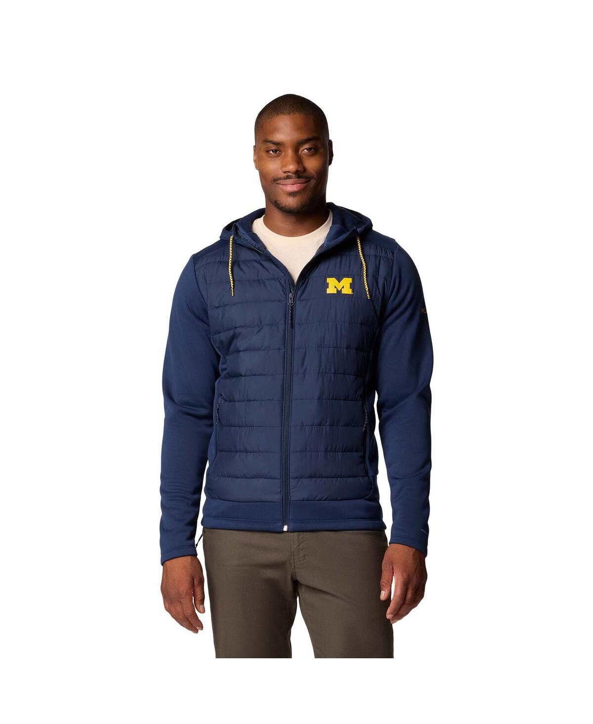 Men's Navy Michigan Wolverines Out-Shield Hybrid Full-Zip Hoodie Jacket - Navy