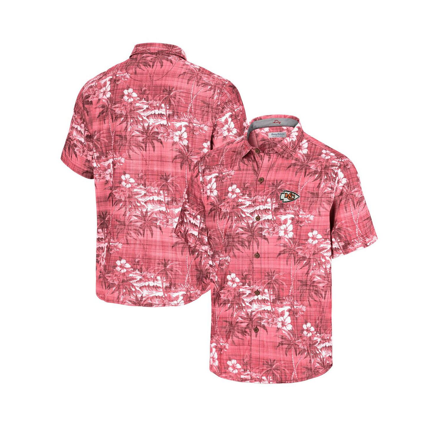 Men's Red Kansas City Chiefs Coconut Point Isla Palmetta Camp Button-Up Shirt