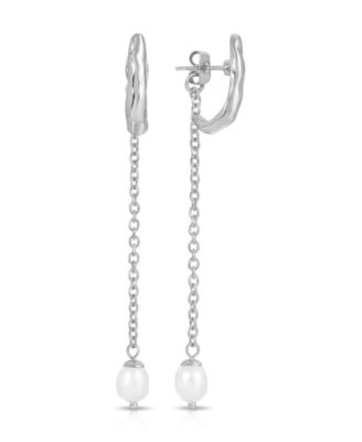 Linear Lux Cultivated Pearl Drop Earrings