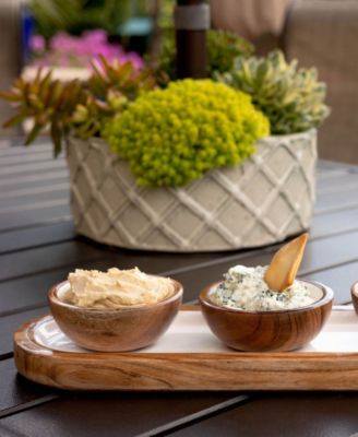 Wood Plus Collection 3 Dipping Bowls and Tray, Set of 4