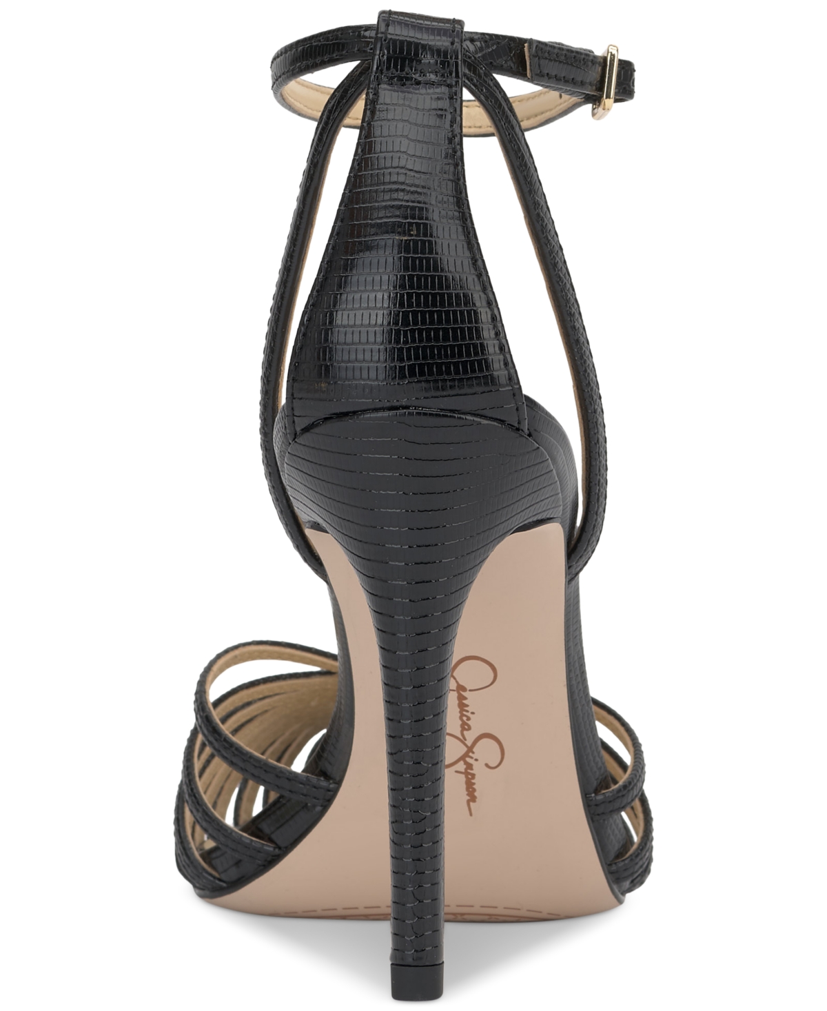 Jessica Simpson Paveri Ankle Strap Pointed Toe Pump In Black Lizard