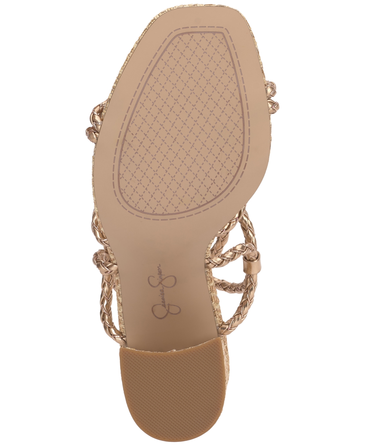 Shop Jessica Simpson Women's Azimma Block-heel Strappy Rope Sandals In Light Brass