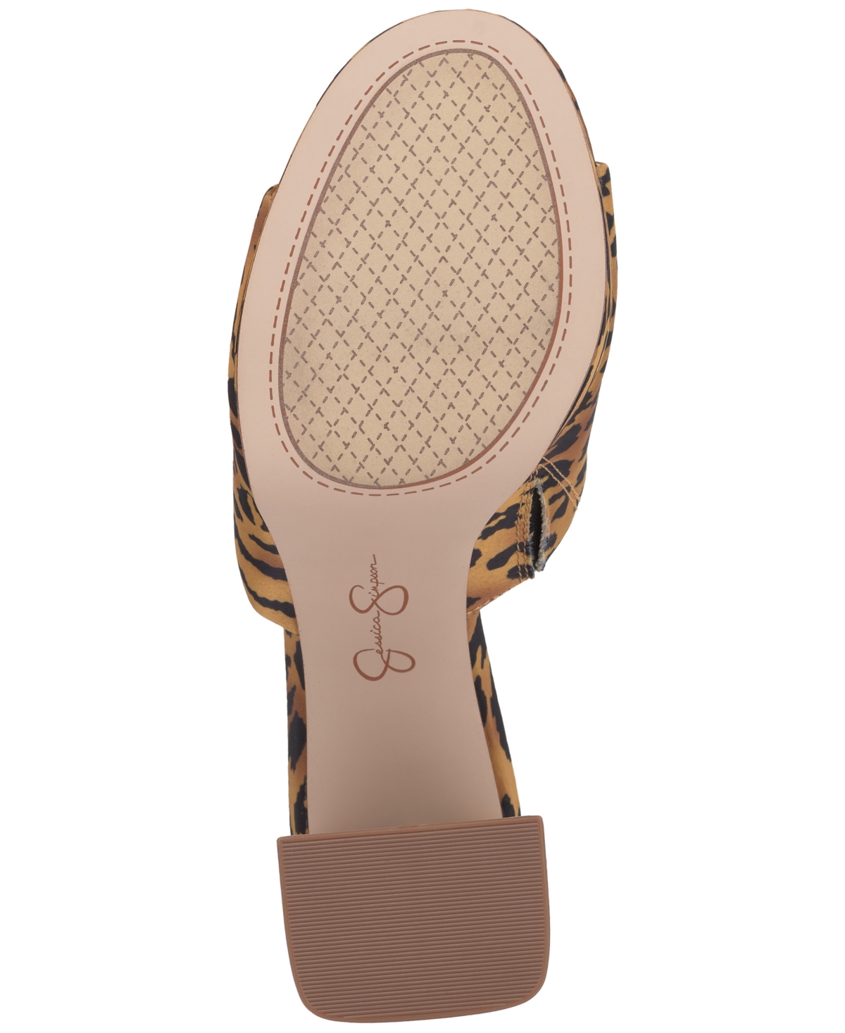 Jessica Simpson Women's Kameena Block-heel Slip-on Sandals In Natural Leopard Satin