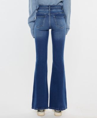 Women's High Rise Double Waist Band Flare Jeans